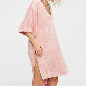 Free People We The Free Luxe Tee pink velvet tunic top M oversized